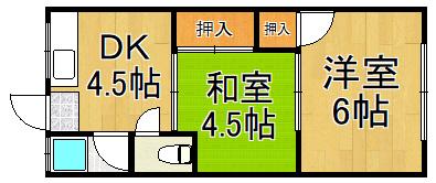 コーポ戸崎(2DK/2階)の間取り写真