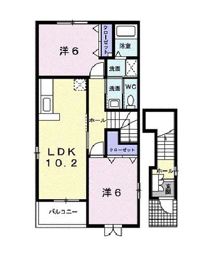 ロワジールIV(2LDK/2階)の間取り写真