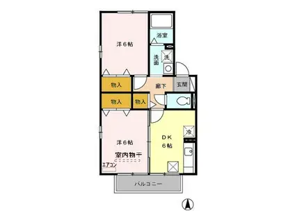 エクセランA(2DK/1階)の間取り写真