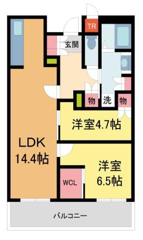 ジオタワー宝塚グランレジスTHE ノース(2LDK/28階)の間取り写真