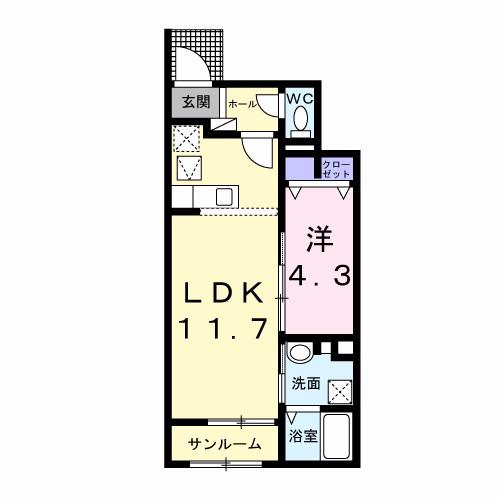 CASA VERDE(1LDK/1階)の間取り写真