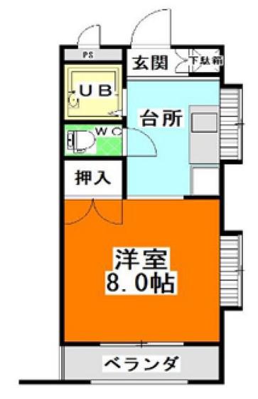 アークハイツ赤田(1DK/3階)の間取り写真