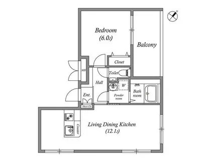 リーガランド都立大学2(1LDK/4階)の間取り写真