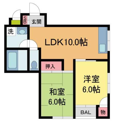 アーバンステージ生瀬(2LDK/2階)の間取り写真