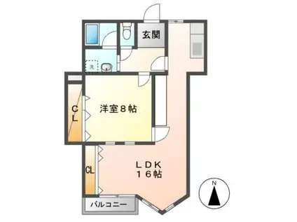 フルーヴェ1番館(1LDK/4階)の間取り写真