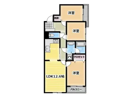 中村橋シティハウス(3LDK/6階)の間取り写真