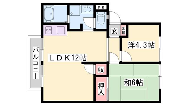 アーバン寺内(2LDK/2階)の間取り写真
