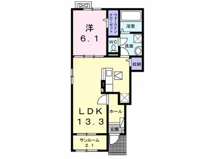 フィールドヒル 塩尻II(1LDK/1階)の間取り写真
