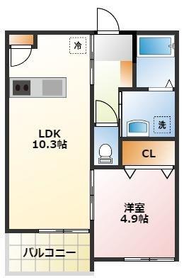 メゾン ドゥ レーヴI(1LDK/3階)の間取り写真