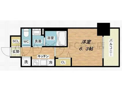 レオンコンフォート阿波座西(1K/7階)の間取り写真