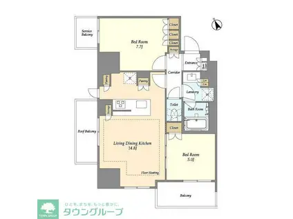 オアーゼ日暮里レジデンス(2LDK/9階)の間取り写真