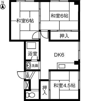 ハイツヨシダ302(3DK/3階)の間取り写真