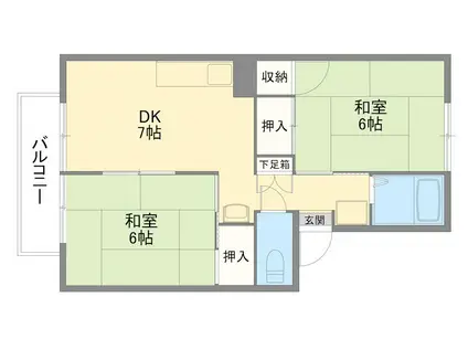 コーポセレクトB(2DK/2階)の間取り写真