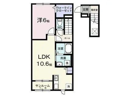 リーベ佐久CURRENT I(1LDK/2階)の間取り写真