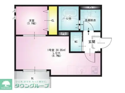 REGALEST 北越谷(1LDK/1階)の間取り写真