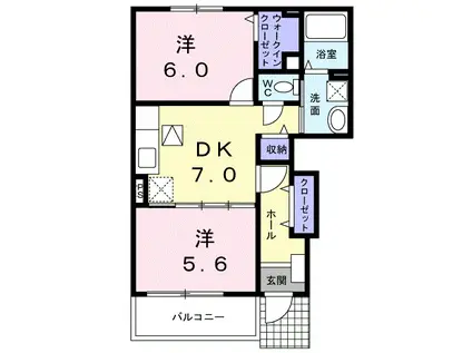リヴァーサイド意宇V(2DK/1階)の間取り写真
