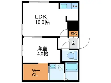 YORI N22 ヨリエヌ22(1LDK/1階)の間取り写真