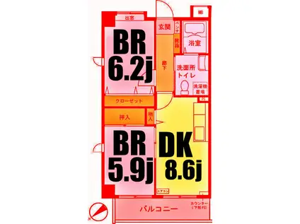 サンリーフ保土ヶ谷(2DK/1階)の間取り写真