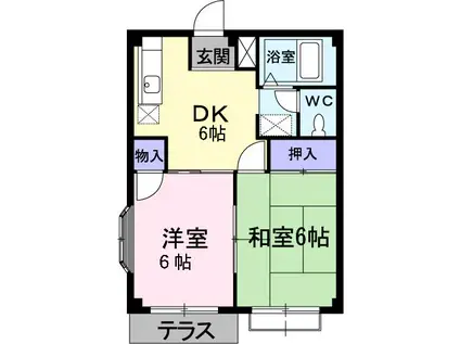 エルディム大西(2DK/1階)の間取り写真