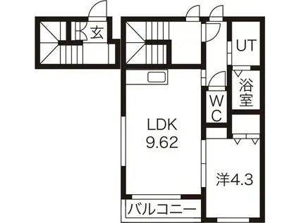 スカイタウンヨシダC棟(1LDK/2階)の間取り写真