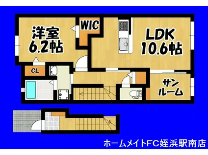 アーバンライフ潤南B(1SLDK/2階)の間取り写真