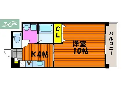 グランベルデ南方ウエスト(1DK/3階)の間取り写真