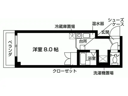 地下鉄烏丸線 烏丸御池駅 徒歩6分 5階建 築29年(1K/5階)の間取り写真