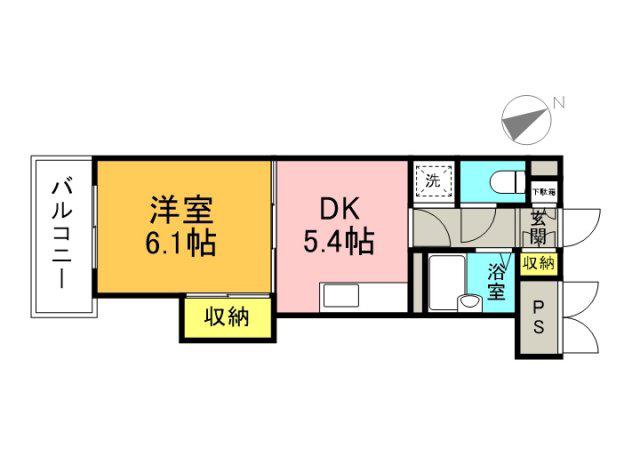 ハウスエーヌ西十日市(1DK/4階)の間取り写真
