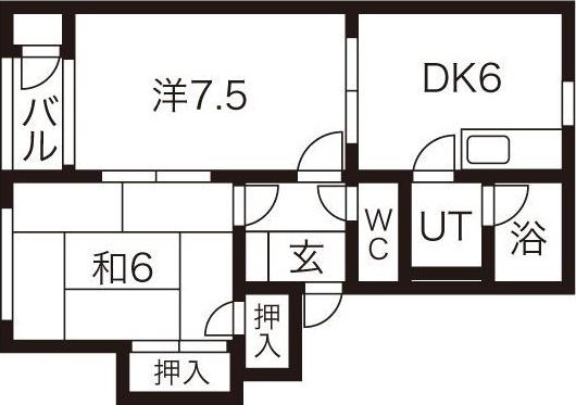 アップルヴィレッジZ棟(2DK/2階)の間取り写真