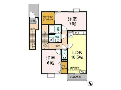 グランコートJA(2LDK/2階)の間取り写真