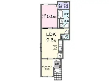 的場アパート(1LDK/1階)の間取り写真