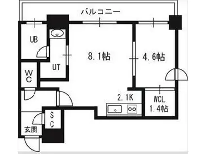 SーFORT豊平三条(1LDK/5階)の間取り写真
