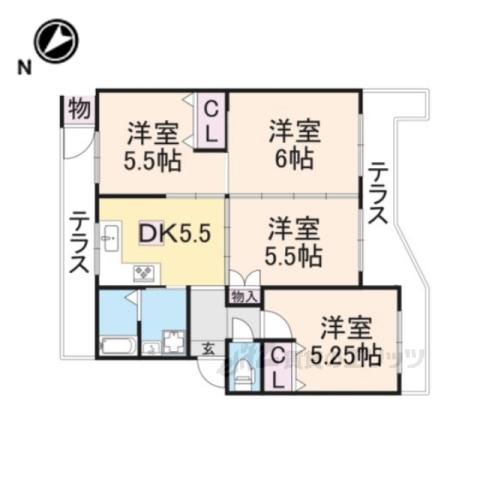 円明寺ヶ丘第1第1棟(4DK/1階)の間取り写真
