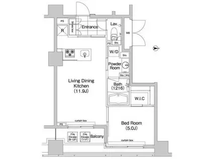 コンフォリア新川(1LDK/10階)の間取り写真
