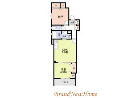 CASA CALMA菱木(1SLDK/3階)の間取り写真