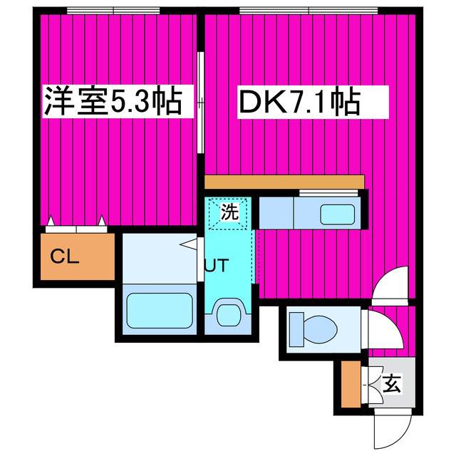 コートスプリングス元町(1DK/1階)の間取り写真