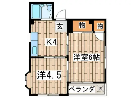 アーバンハイツ横浜西(2K/3階)の間取り写真