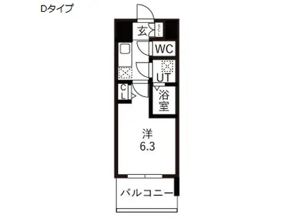 エスリードレジデンス玉造ザ・イースト(1K/6階)の間取り写真