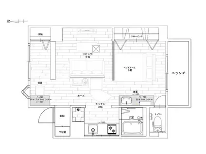 コーポレーションT&T(1DK/3階)の間取り写真