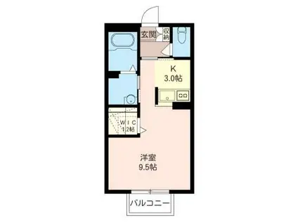 ラスリーズF(ワンルーム/1階)の間取り写真