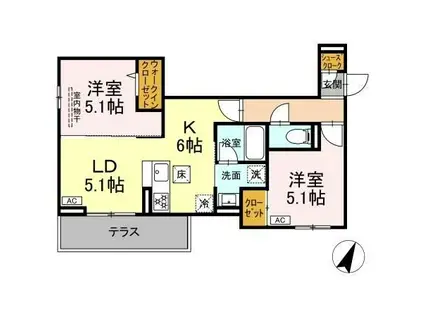 D PAINA 保土ケ谷(2LDK/1階)の間取り写真