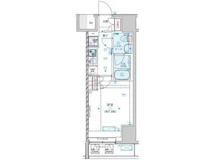 ジェノヴィア川崎7(1K/2階)の間取り写真