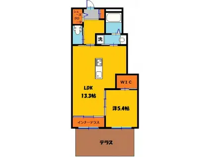 ヴィラ・グロリエンテ西原(1LDK/1階)の間取り写真