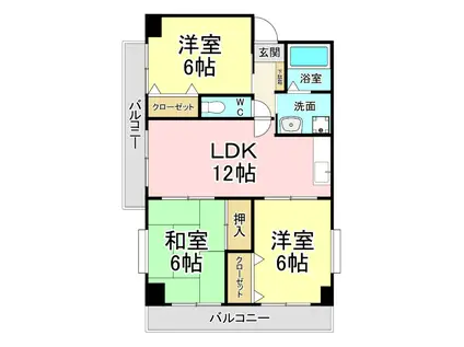 エクセレントリッチ伊崎(3LDK/4階)の間取り写真