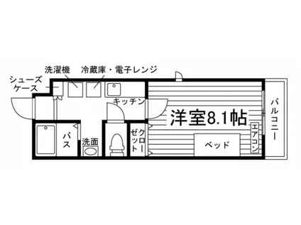 TEC烏山(1K/1階)の間取り写真