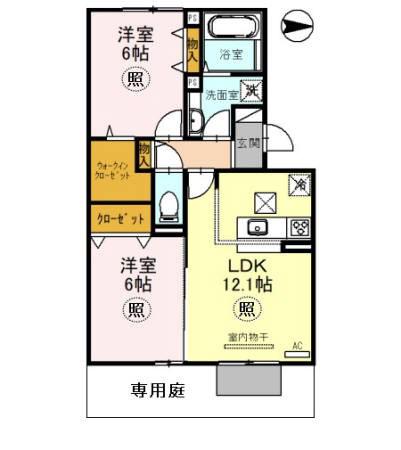 ラ・ヴェール鈴蘭(2LDK/1階)の間取り写真