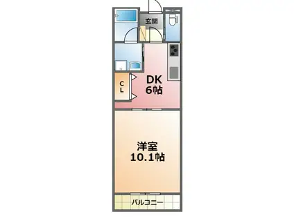 メープル学文(1DK/2階)の間取り写真