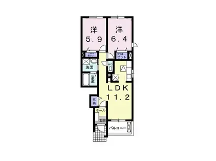 ミキハウスIIA(2LDK/1階)の間取り写真