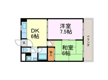 ファミール茶屋ヶ坂(2DK/3階)の間取り写真