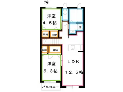 京王井の頭線 三鷹台駅 徒歩28分 2階建 築17年(2LDK/2階)の間取り写真